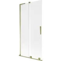 Mexen Velar L badwand 2-delige schuifdeur 90 x 150 cm, matglas, goud - 896-090-003-31-50