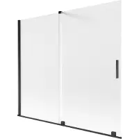 Mexen Velar badwand, 2-delig schuifbaar, 180 x 150 cm, matglas, zwart - 896-180-000-31-70