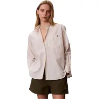 Calvin Klein Jeans Yarn-dyed Cotton Poplin Shirt Calicoipe Maat: L | Overhemden Outlet | Dames | Beige