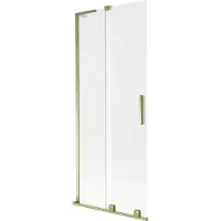 Mexen Velar L badwand 2-delig schuifbaar 85 x 150 cm, matglas, goud - 896-085-003-31-50
