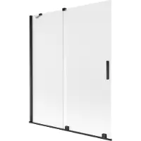 Mexen Velar badwand scherm 2-delig schuifbaar 140 x 150 cm, ijsbloem, zwart - 896-140-000-31-70