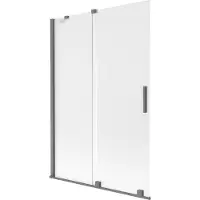Mexen Velar badwand 2-delig schuifbaar 120 x 150 cm, matglas, kanonnenmetaal - 896-120-000-31-95