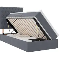 vidaXL LED opbergbed met matras Donkergrijs 90 x 200 cm Fluweel