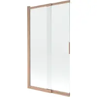 Mexen Fox badwand scherm 2-delig schuifbaar 100 x 150 , transparant, geborsteld koper - 891-100-002-65-00