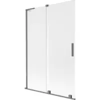 Mexen Velar L badwand vouwdeur 2-delig schuifbaar 120 x 150 cm, matglas, gun metal - 896-120-003-31-95