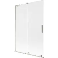 Mexen Velar L badwand 2-delige schuifbare 120 x 150 cm, matglas, geborsteld nikkel - 896-120-003-31-97