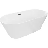 Mexen Luna Slim vrijstaande badkuip 170 x 75 , wit, overloop gun metal - 52041707500-95