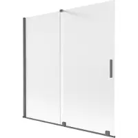 Mexen Velar badwand 2-delige schuifwand 160 x 150 cm, ijsglas, geborsteld gun gray - 896-160-000-31-66