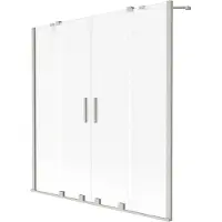 Mexen Velar Duo badwand scheidingswand 2-delige schuifbaar 150 x 150 , mat, geborsteld nikkel - 896-150-000-32-97