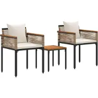 vidaXL Tuinmeubels set met kussens, beige en crème, van polyrotan