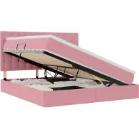 vidaXL LED opbergbed met matras Roze 180 x 200 cm Fluweel