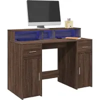 Prolenta Maison Exclusive - Bureau met LED-verlichting, donker eikenhout, 120x55x91 cm, composiethout