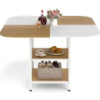 Costway Eettafel, keukentafel met 2 opbergplanken, vierkante eettafel voor 4 personen, geschikt voor eetkamer of keuken, afmetingen: 120 x 120 x 77 cm