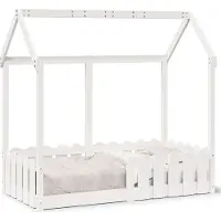 Prolenta Maison Exclusive - Kinderbed, huisbedmodel, wit, 70x140 cm, massief grenenhout