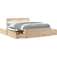Prolenta Maison Exclusive - Bed met lades en matras, wassenbruin, 140x190 cm, van grenenhout