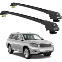 TURTLE Dakdrager voor Toyota HIGHLANDER (XU40) 2008-2013 Open Dakrailing-Aluminium-Wingbar-Zwart-Merk