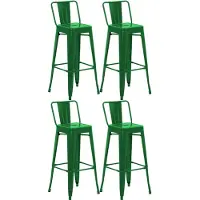 CLP Barkrukset van 4 stuks met rugleuning, in industriële stijl "Mason", met rugleuning | Kleur: groen
