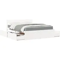 Prolenta Maison Exclusive - Bed met lades en matras, wit, 140x200 cm, massief grenenhout