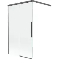 Mexen Rox badscherm schuifbaar 2-delig 100 x 150 , transparant, geborsteld gun gray - 8C9-100-003-66-00