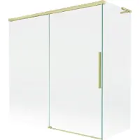 Mexen Rox L badwand 2-delige schuif 160 + 70 x 150 , transparant, goud geborsteld - 8C9L-160-070-55-00