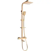 Mexen CQ62 set voor bad en douche met regendouche en thermostatische kraan, roze goud - 779106295-60