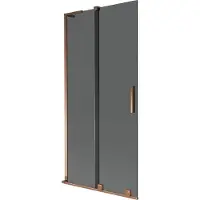 Mexen Velar L badwand 2-delige schuifbare 90 x 150 , grafiet, roze goud - 896-090-003-41-60