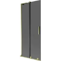 Mexen Velar L badwand tweedelig schuifdeur 85 x 150 , grafiet, goud - 896-085-003-41-50