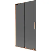 Mexen Velar L badwand 2-delig schuifbaar 100 x 150 , grafiet, geborsteld koper - 896-100-003-41-65
