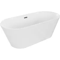 Mexen Flavia vrijstaande badkuip 170 x 75 , wit, overloop gun gray geborsteld - 54031708000-66