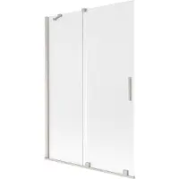 Mexen Velar badwand 2-delig schuifbaar 120 x 150 cm, matglas, geborsteld nikkel - 896-120-000-31-97