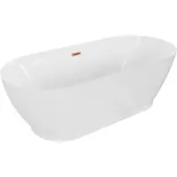 Mexen Roxy vrijstaande badkuip 180 x 85 , wit, geborsteld koper overloop - 51201808500-65