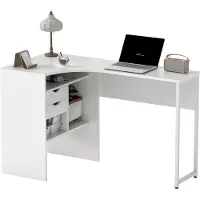 HOMCOM -L-vormig bureau - spaanplaat - 120x60x74cm - wit