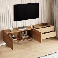 STILVORA Moderne TV-kast 180x38x51.5 cm met 3D-textuur, voorzien van een tv-standaard, een kastdeur en twee lades. TV-kast met deuren zonder handgrepen. Lage TV-meubel voor de woonkamer