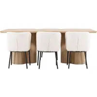 Ebuy24 Olivia eethoek tafel 100x210cm en 6 bouclé stoelen naturel.