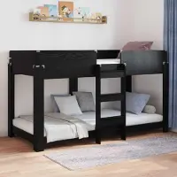 Prolenta Maison Exclusive - Stapelbed voor kinderen, zwart, eikenhoutlook, 80 x 200 cm
