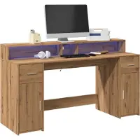 Prolenta Maison Exclusive - Bureau met LED-verlichting, eikenhoutlook, 160 x 55 x 91 cm, composiethout