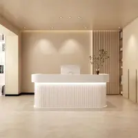 360Home Receptiebalie, bar, afgeronde hoeken, verticale streepmotief, modern design, geschikt voor salon, hotel, winkel. Wit, 150x60x100 cm. [Baise150]