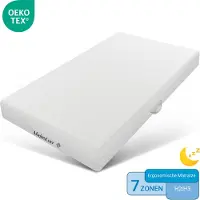 Merax koudschuimmatras 90x200 cm, 20 cm dik, 7-zone comfortschuim, H2 & H3 omkeerbare matras, wasbare tijk, handgrepen, wit