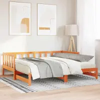 Prolenta Maison Exclusive - Uittrekbaar dagbed, bruin, 203,5 x 164 x 66 cm