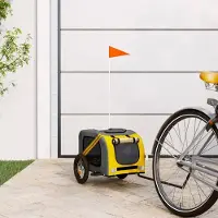 Prolenta Maison Exclusive - Fietsaanhangwagen voor honden, geel en grijs. Gemaakt van Oxford-stof en metaal