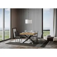 Itamoby - Uittrekbare eettafel 140/400 x 90 cm, Famas eikenhout, naturel, poten in antracietgrijs
