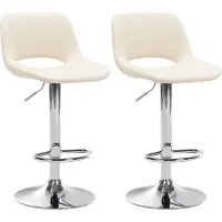 CLP 2x Barstoel Camden - Kunstleer, chroom frame - Crème kleur