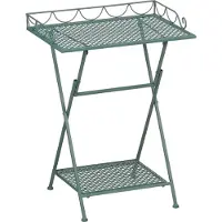Mica Decorations Marseille Tuintafel - Plantenrek 50 x 38 x 68 cm - Tuintafeltje Bijzettafeltje - Tuintafeltje Weerbestendig IJzer - Tafeltje voor Buiten - Groen