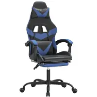 Syfax Gamestoel met voetensteun kunstleer zwart en blauw