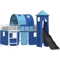 Syfax Stapelbed voor kinderen Effen Wit en Blauw 100 x 200 cm Metaal