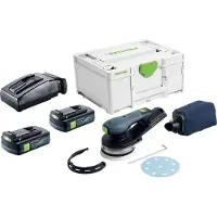 Festool ETSC 2 125-Basic accu excenterschuurmachine 18 V 125 mm borstelloos + 2x accu 3.0 Ah + lader + systainer