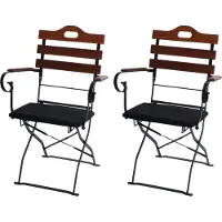 Mendler Set van 2 biertuinstoelen -J40, klapstoel tuinstoel, horecakwaliteit acacia ~ bruin, bekleding zwart