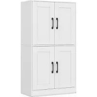 Costway Keukenkast, voorraadkast voor de keuken, opbergkast met 4 deuren en planken, buffetkast van hout, multifunctionele kast, 60 x 30 x 110 cm, wit
