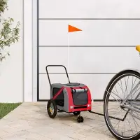 Prolenta Maison Exclusive - Fietsaanhanger voor honden, rood en zwart. Gemaakt van Oxford-stof en metaal