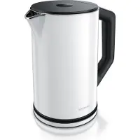 Arendo waterkoker met temperatuurinstelling van 40°C tot 100°C, temperatuurweergave, temperatuurselectie, 1,5 liter, 2200W, roestvrij staal, warmhoudfunctie, dubbele wand, wit